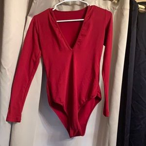 Wine colored long sleeve bodysuit